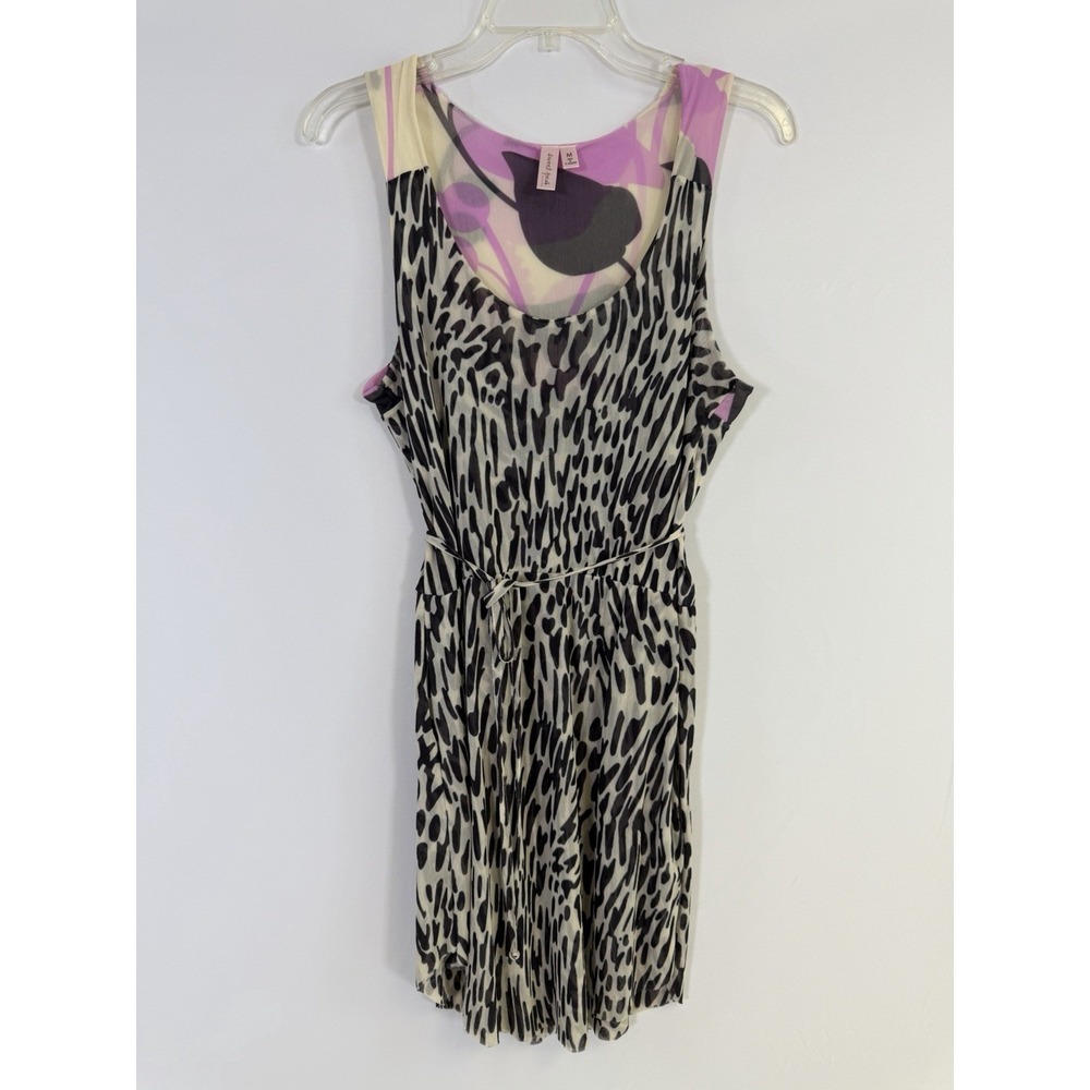 Sweet Pea Stacy Frati Nylon Mesh Dress Sz M Animal Print Floral Boho